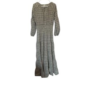 Sole Montana Maxi Dress Size L Beige Boho Flowy Western Cotton Made in India